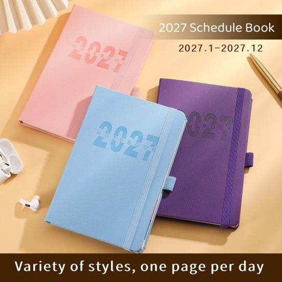 Monthly Index Planner 2027 A5 Daily Planner, Vertical Grain Hardcover 320 Page Goal Setting Agenda Schedule Notebook, English Calendar Organizer