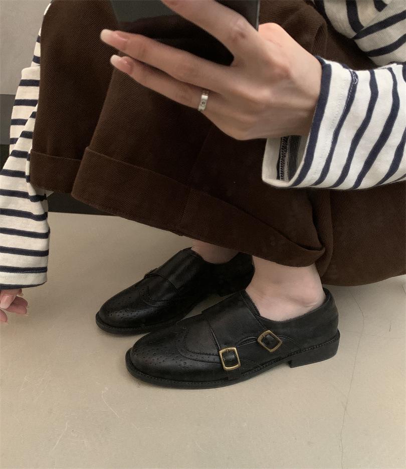 Inner Height-increasing Women's Shoes Retro Brown Loafers Women's 2025 New Autumn and Winter British Style Small Leather Shoes One-pedal Single Shoes