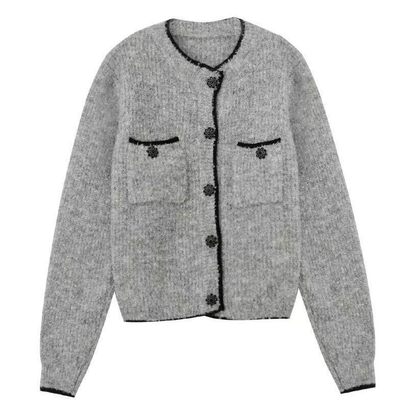 Ležérní Cardigan Krátký kabát Ženy High-end Celebrity Temperament Jaro a podzim 2023 Svetr S dlouhým rukávem Dámské topy