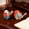 Sparrow Jewelry Box Flip Cover Dust-proof Ring Earring Storage Box Enamel Metal Handicraft Ornaments