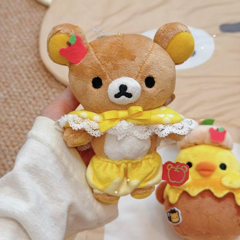 NEW Japanese Rilakkuma 10th Anniversary Honey Squad Fluffy Plush Toy Pendant Beret Kiiroitori Sweet Bear Stuffed Doll Bag Charm