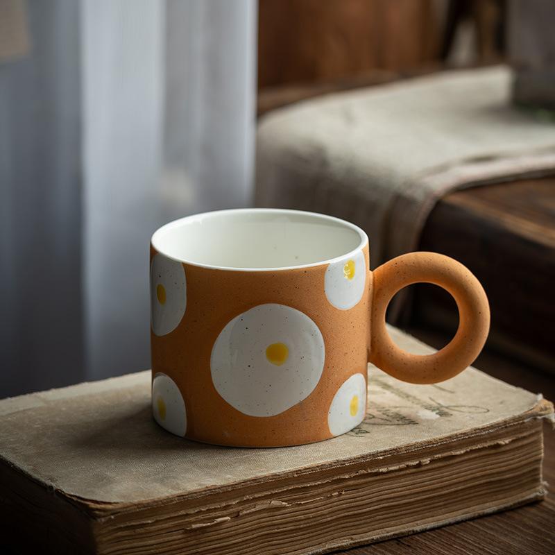 Internet Celebrity Hand-Painted Ceramic Mug Afternoon Tea Coffee Cup Breakfast Cup Photo-Produced Water Cup Good-Looking Cup