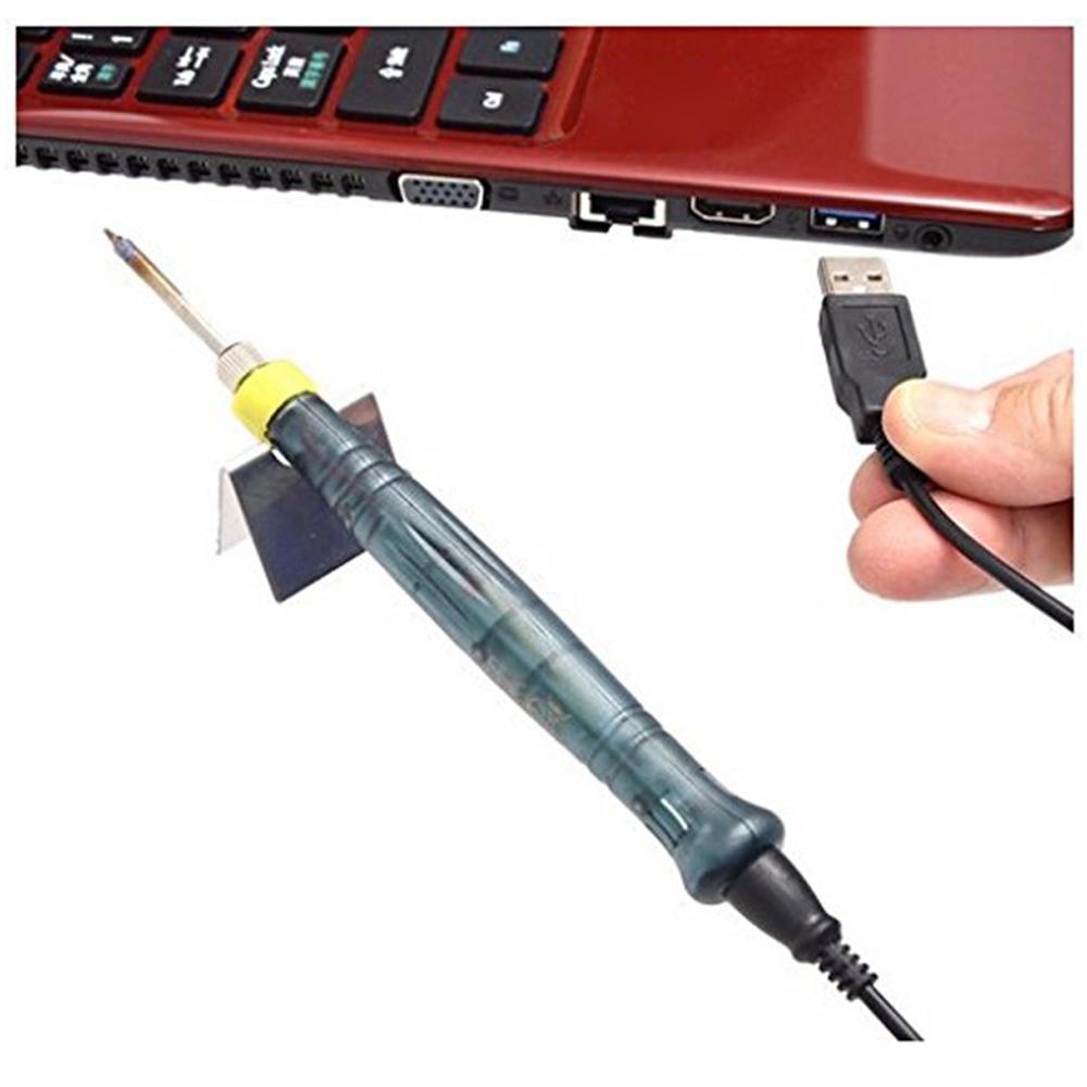 Mini Portable USB 5V 8W Fast Heating/Cooling Electric Powered Soldering Iron Pen Tip Touch Switch with LED Indicator Black