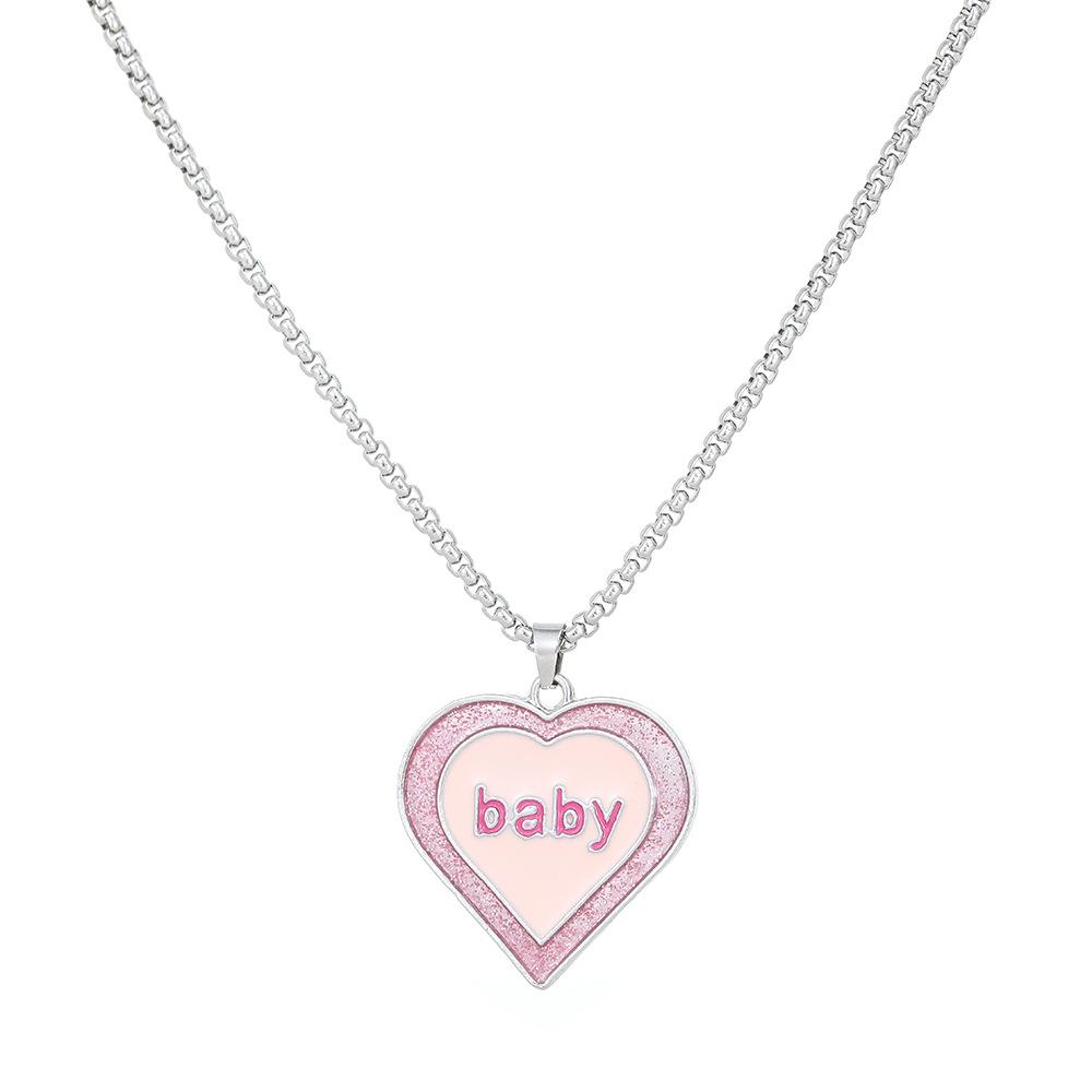 Titanium Steel Necklace Female Sweet Cool Wind Love Pendant Necklace Hip Hop Fresh Street Long Sweater Chain