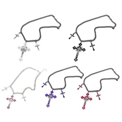 Punk Rainbow-Cross Necklace Korean Fashion Aesthetic Unique Pendant Necklace Women Cool Egirl Jewelry Chain Y2K Choker