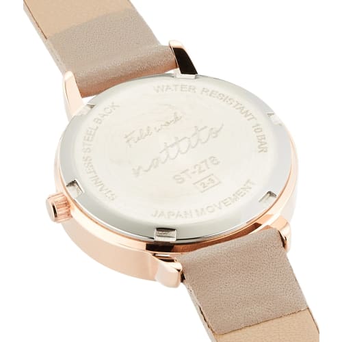 Fieldwork Women's Analog Copage Watch, Waterproof, Floral Print, Pink Gold, Leather Strap, Gray, ST276-3