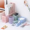 Pen Holder Nordic Style Electroplated Matte Finish Large Capacity Desk Organizer with Rubber Base Office Accessories