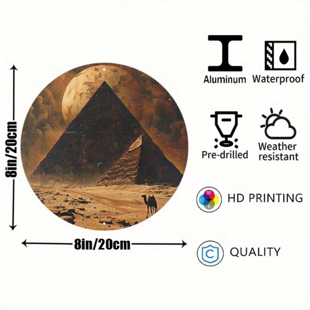 Vintage Metal Wall Art Retro Desert Pyramids Easy Hang Decor For Home Bar Cafe