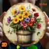 Vintage Floral Printed Metal Wall Art Waterproof Fade Resistant Decor