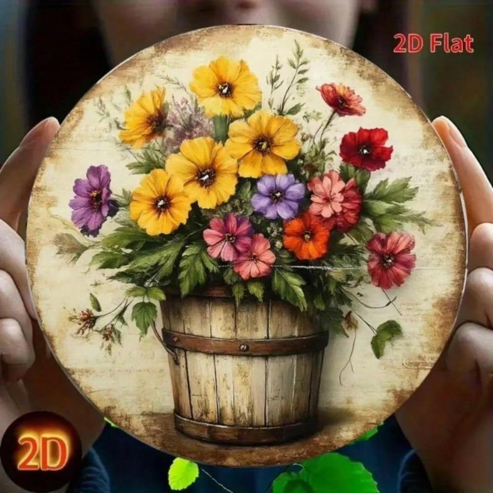 Vintage Floral Printed Metal Wall Art Waterproof Fade Resistant Decor