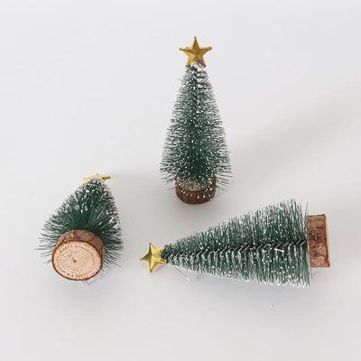 Mini Christmas Tree for Dollhouse Scenes - Flocked Cedar Needle Decoration DIY Accessories