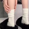 1 Pair Women Crew Socks Solid Color Ribbed Calf Scrunch Boot Socks Elastic Warm Socks Versatile Footwear Accessory