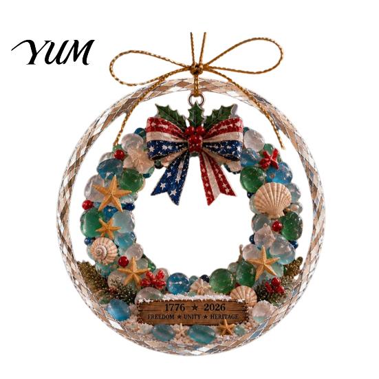 Christmas Wall Hanging Decor Ocean Themed Ornaments, Lighthouse/Wreath/Santa Claus/Xmas Tree/Snowman/Deer Acrylic Ornaments for Living Room