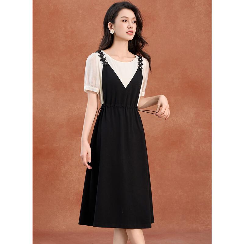 Women's Lyocell A-Line Faux Two-Piece Summer Dress