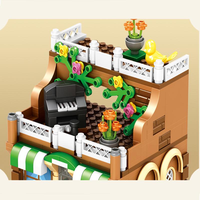 Kafé Byggklossar Arkitekturmodell Pojkpresent Stadsserie Monteringspussel Byggklossar Leksak för barn Flickpresent