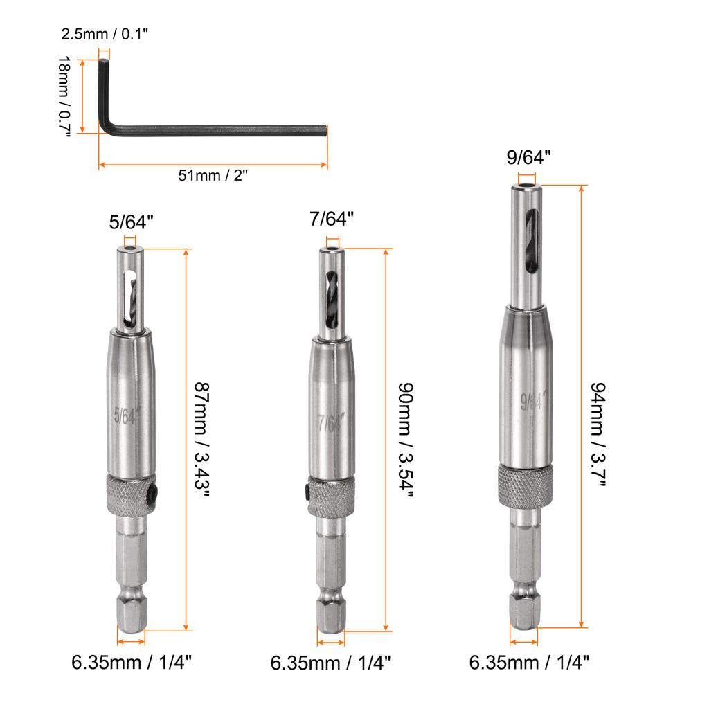3/4/7/8pcs Self Centering Drill Bit Set Drilling Bits for Wood Working Cabinet Door Hinge Hole Punch Tool with Hex Keys L-Shape