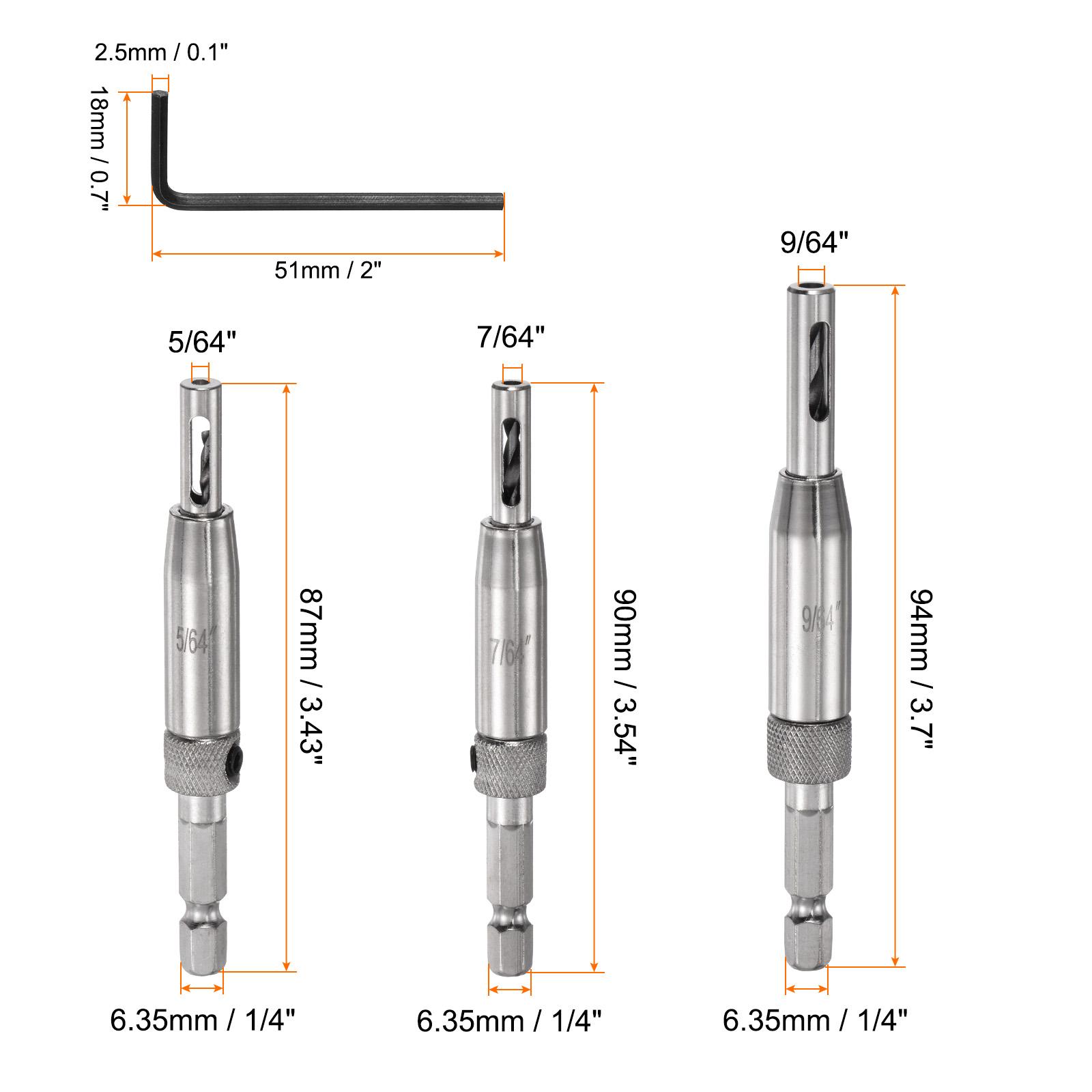 

3/4/7/8pcs Self Centering Drill Bit Set Drilling Bits for Wood Working Cabinet Door Hinge Hole Punch Tool with Hex Keys L-Shape