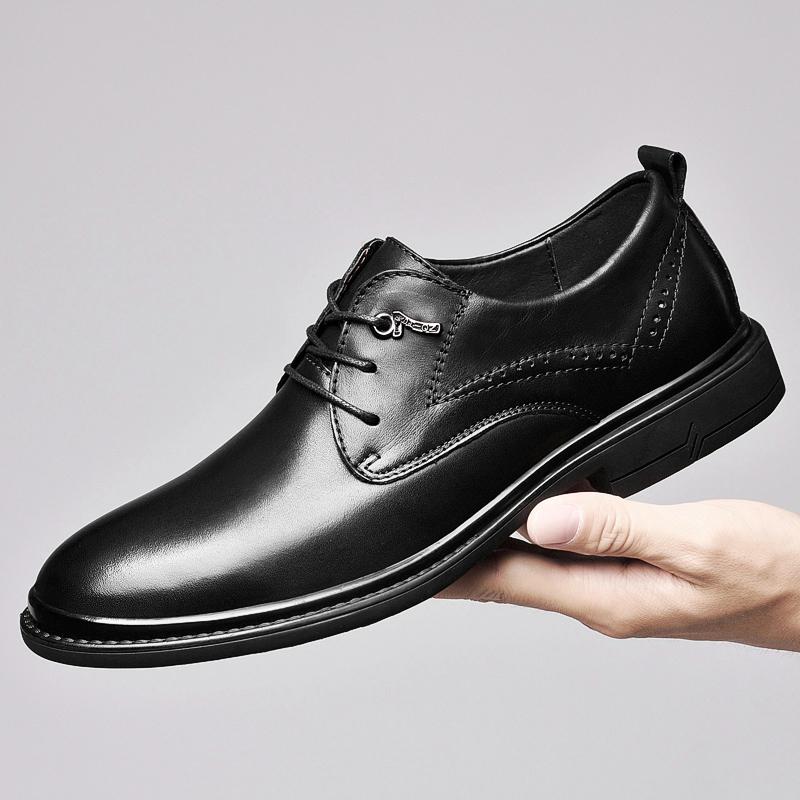 

Деловая кожаная обувь из воловьей кожи с верхним слоем. Мужская обувь из натуральной кожи для отдыха и развлечений. 43 черный бин