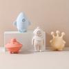 4pcs Baby Silicone Bath Squeeze Toys,Rocket, Alien,Egg Press,Squirt Toys with Squeeze Down Water Dispenser, Textured Bath Time Toys for Infants