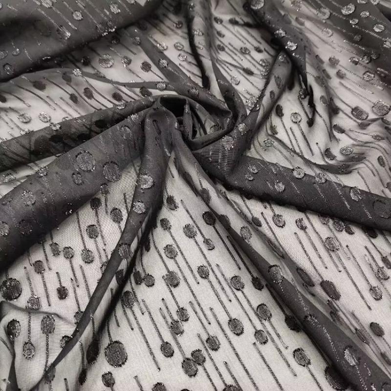 50cm/100cm*150cm Czarny Szyfon Jedwabny Tkanina Koronka Afrykańska Krepa Drukowana 75D Poliester Tkanina do DIY Ubrania Sukienka Dekoracja