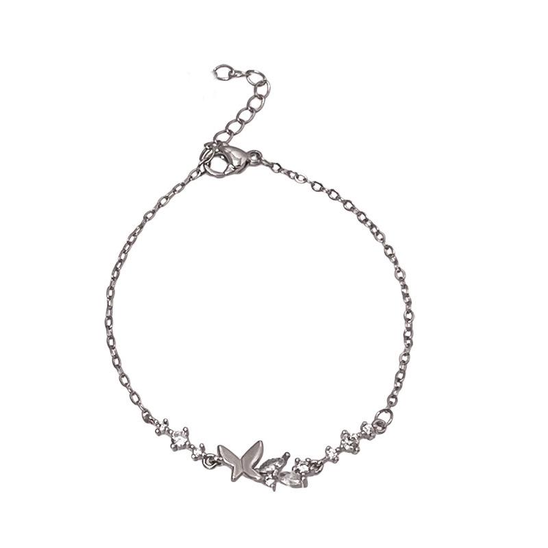 

Slender Shiny Sterling Silver Full Zircon Double Butterflies Bracelet for Woman Exquisite Jewelry Accessories Girlfriend s Gifts