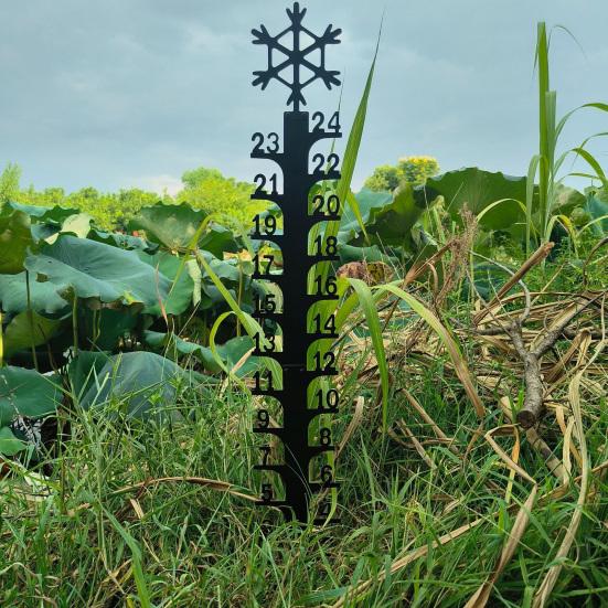 Snow Gauge Outdoor Metal Snowflake Iron Art Snow Gauge Accurate Snowfall Measuring Gauge Windproof Snow Ruler Christmas Yard Lawn Garden Decor