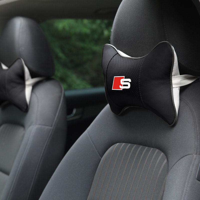 1/2Pcs Leather Car Interior Seat Headrest Neck Pillow Car Accessories For Audi C7 C6 C5 B5 B6 B7 B8 B9 D3 Q3 Q5 Q7 TT A1 A3 A4 A5