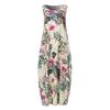 Abito Lungo Lento da Donna Vintage Senza Maniche Scollo O Stampa Floreale Foglie Cotone Lino