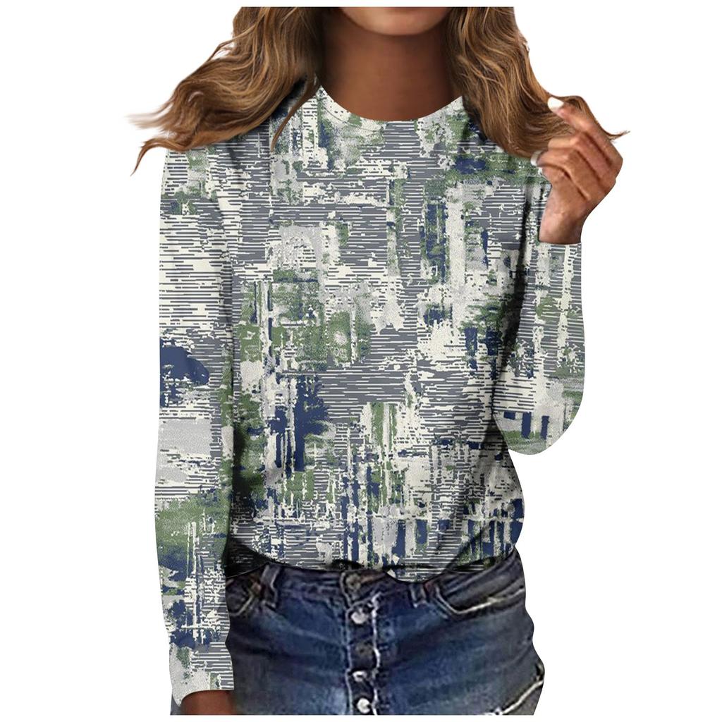 Modisches, lässiges Langarm-Oberteil mit Vintage-Ausschnitt für Damen