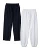 ALVINCLO [2Pack] Plain Double Cotton Fleece-Lined Joggers / Semi-Wide Training Pants 2-Piece Package (Type A)