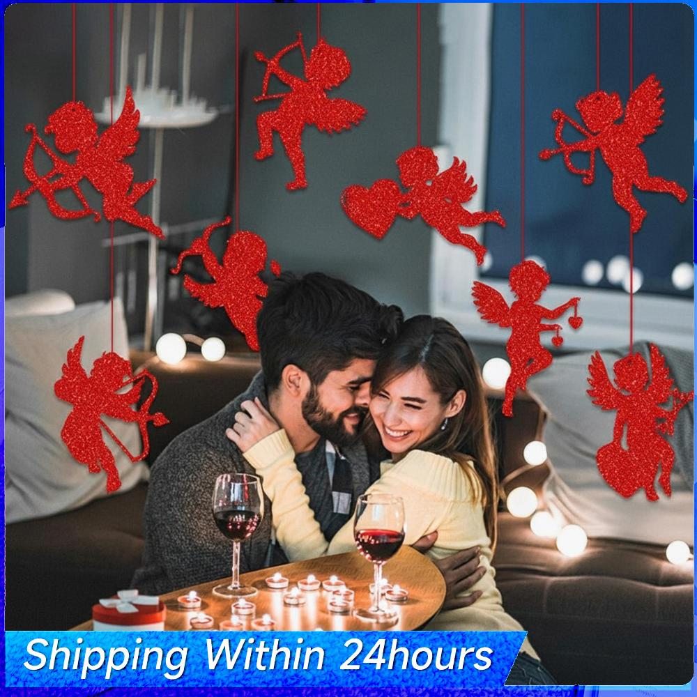 

8Pcs Valentines Day Cupid Pendant Decorations 8 Styles Red Angel Decoration Tag for Wedding Proposal Engagement Party China Mainland