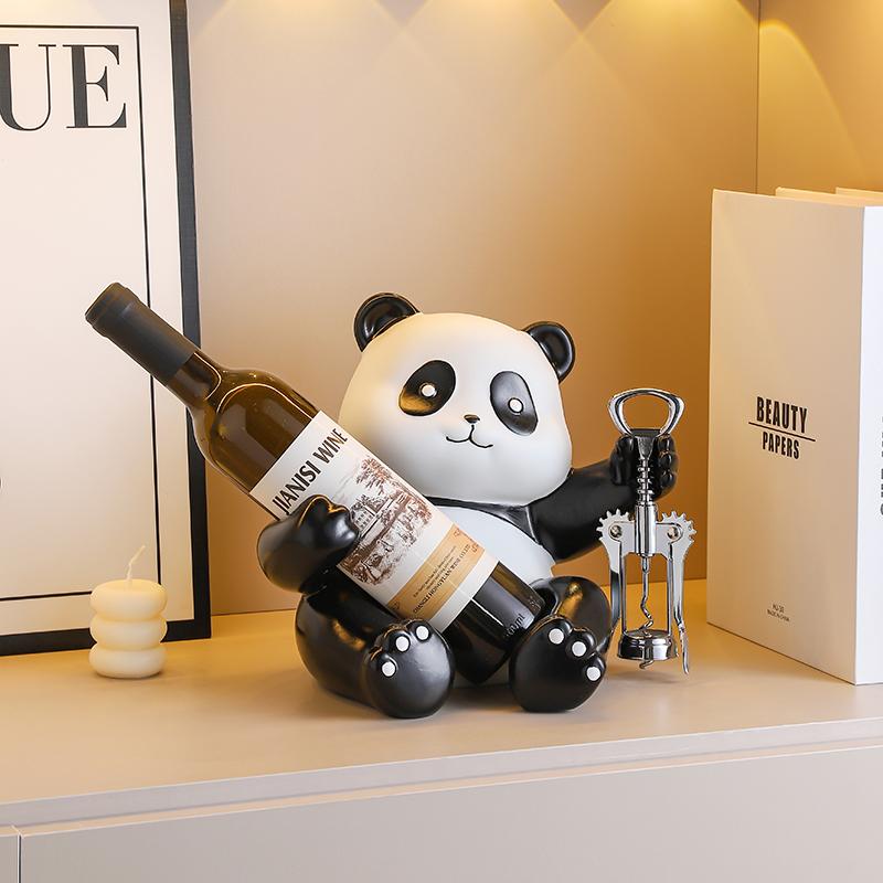 Creative Panda Red Wine Rack Equipped with Bottle Opener High-End Dining Cabinet Red Wine Bottle Rack Decoration Ornament