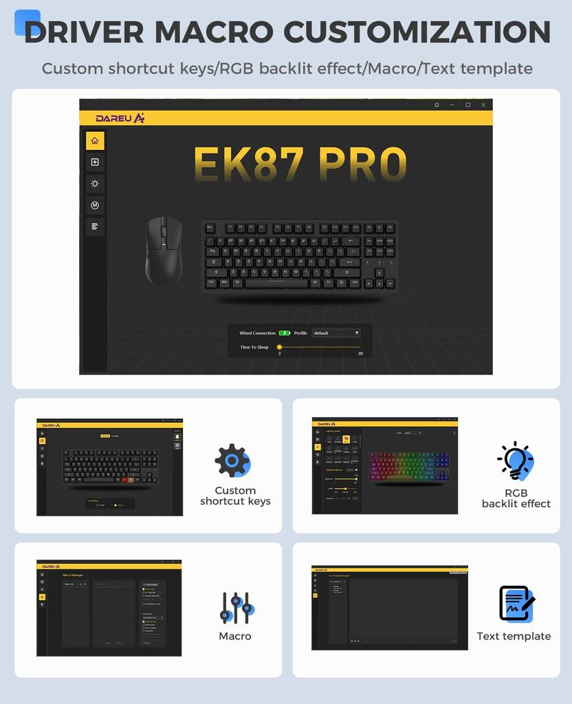 DAREU EK87PRO Mechanical Gaming TKL USB English Gasket Cloud Switches Red Keyboard, Wireless, Tenkeyless, 80% Keyboard, 2.4G Wireless/Bluetooth/Wired