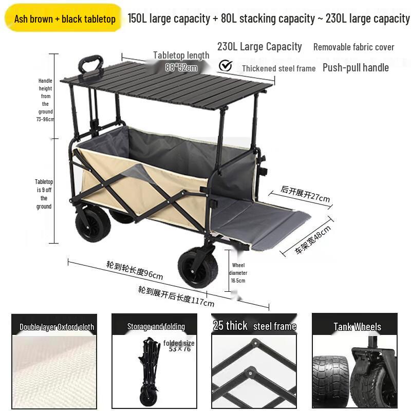 

OEING Outdoor Camping Wagon with Rear Open Trailer One Size
