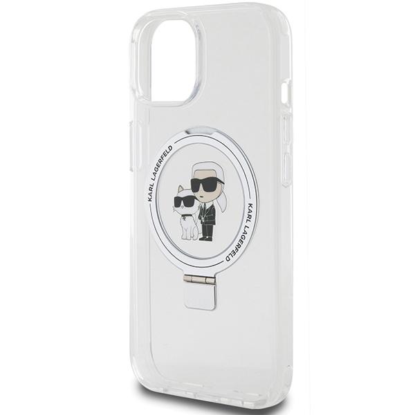 Karl Lagerfeld Klhmp14Shmrskch Iphone 14 / 15 / 13 6.1 Biały/White Hardcase Ring Stand Karl&Choupettte Magsafe