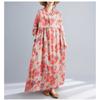 New Retro Printed Loose Belly Shading Mulle Lace Long Sleeve Dresses