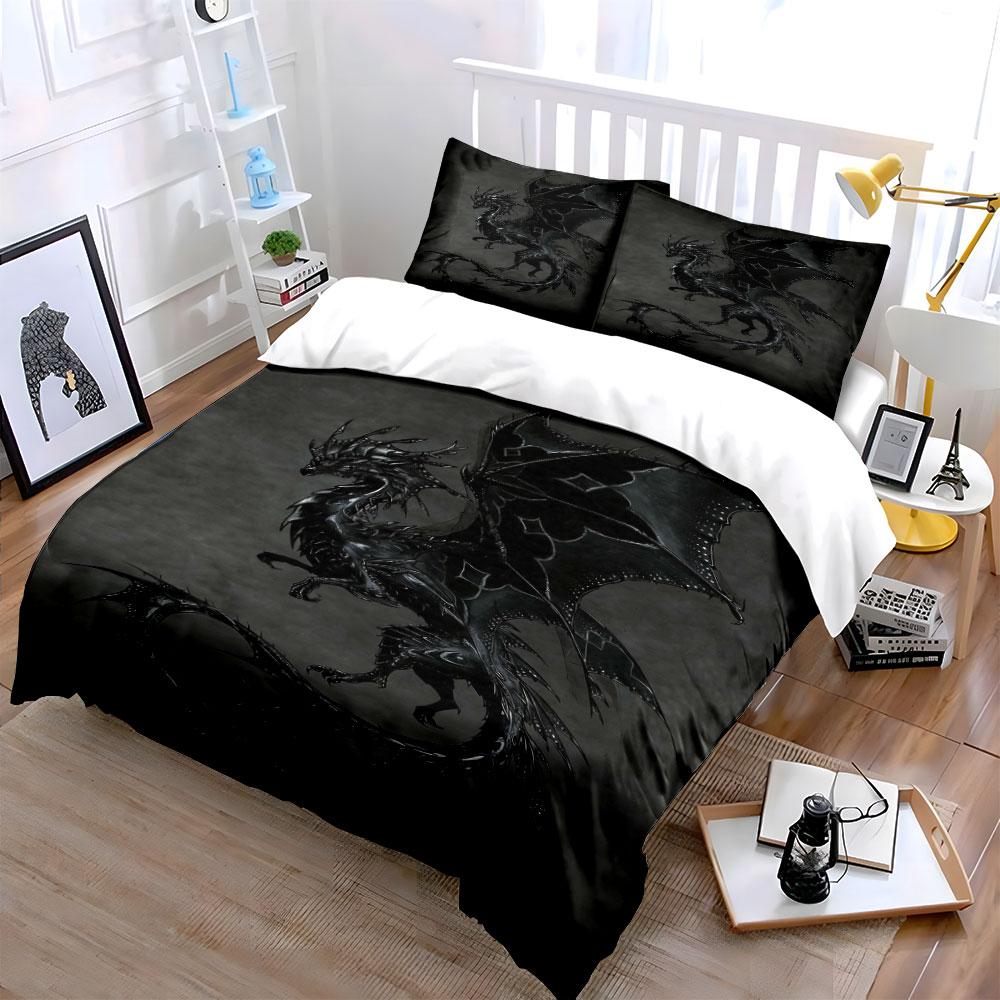 Black dragon emblem design. Bedding sets Duvet cover sets Duvet covers Pillowcases(1 * Duvet Cover 2 * Pillowcases without duvet insert)