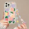 Case For Google PIXEL 9 10 PRO XL 8 7 PRO 8A 7A 5G Floral Flower Print Wrist Chain Wavy Edge Soft Cover