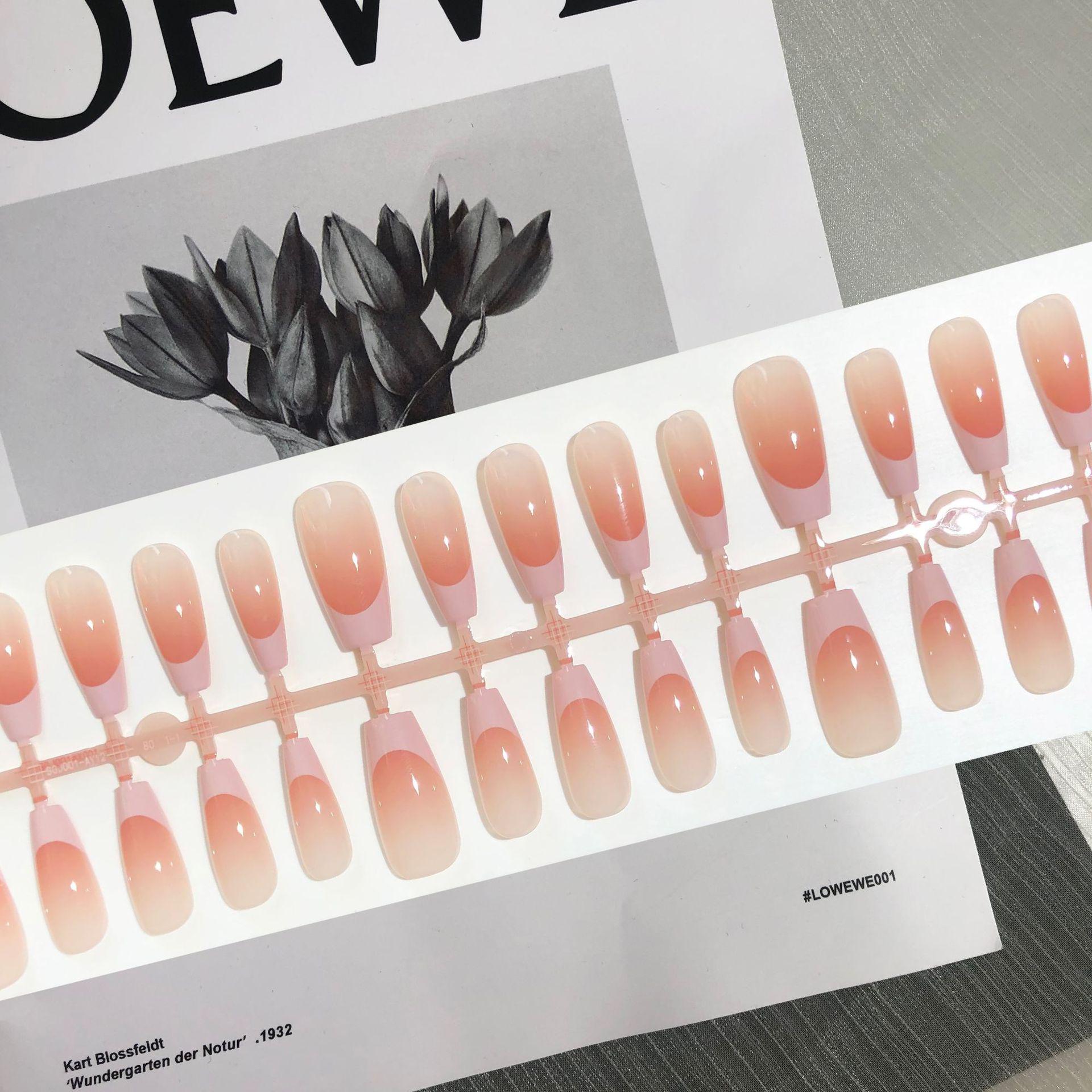 

Elegant French Rhinestone Long Nails: High-End Simple Pre-Made Nail Art