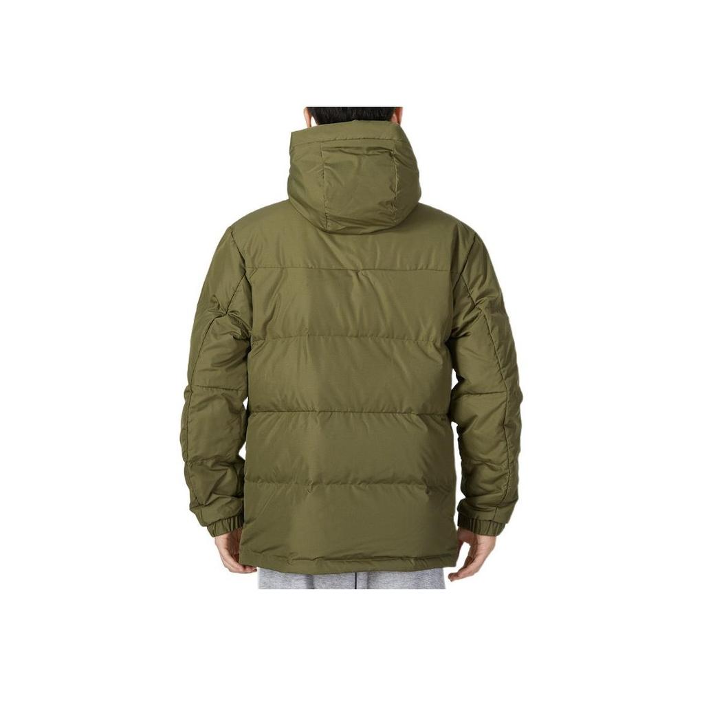 Adidas Logo Print Zip Pocket Detail Hooded Down Jacket Men Outerwear Army-Green HN2093