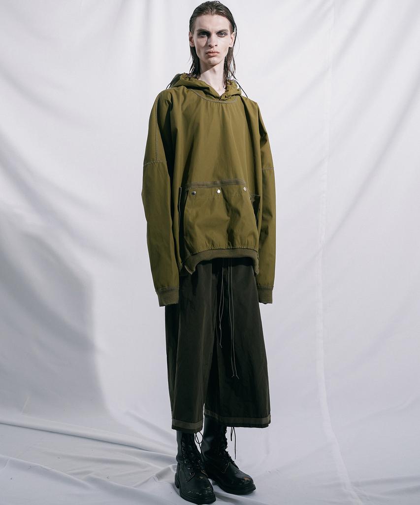 Square Cut Hoodie Khaki