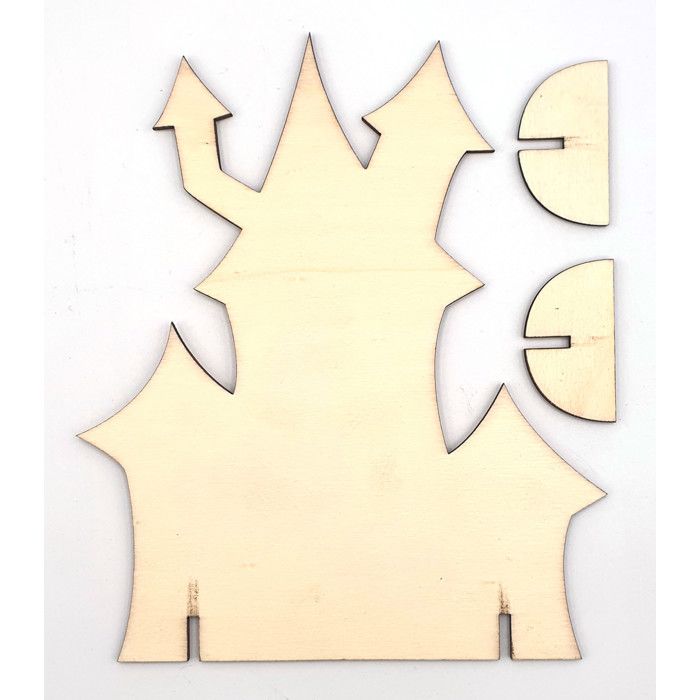 Custom Wooden Haunted House for Halloween 15.3 X 13 Cm