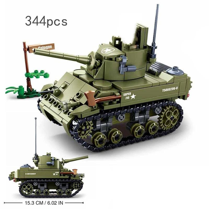 Military Vehicles Tank Sets SWAT Army City Police T34 Model Building Blocks DIY Brick Kids Toys Classic World War II WW2