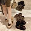 Warm beanie shoes wool shoes women's cotton shoes 2025 lamb height increase new winter black one-pedal thick-soled apricot