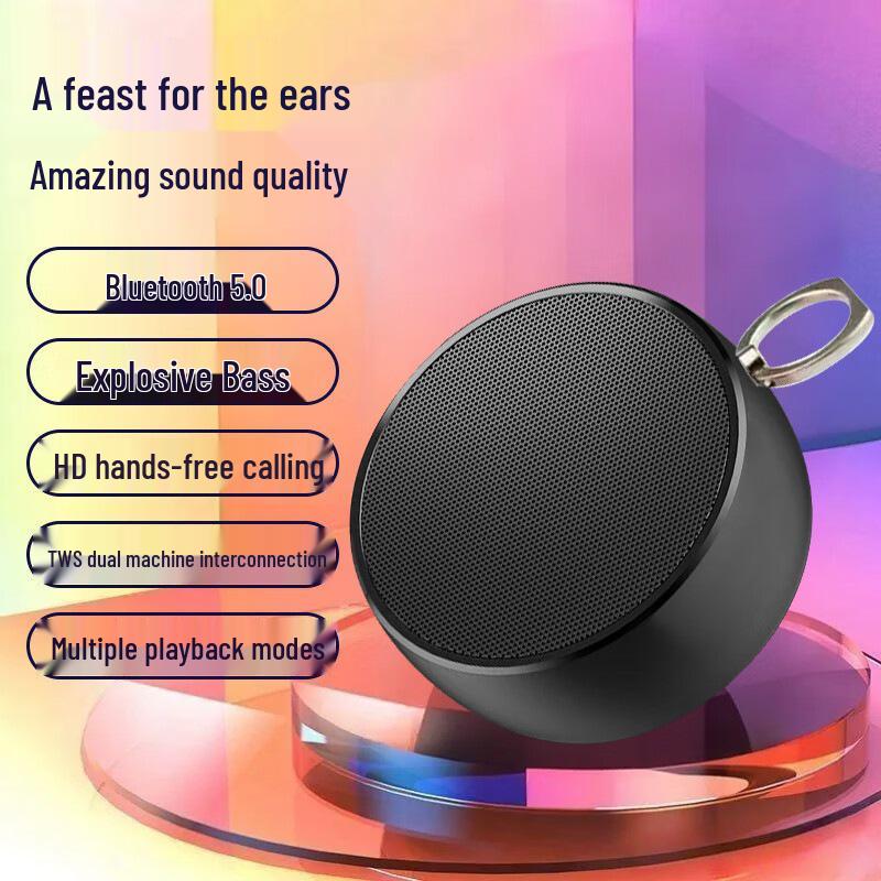 **BS02 Portable Wireless Bluetooth Speaker with Card Slot & Finger Ring Buckle**