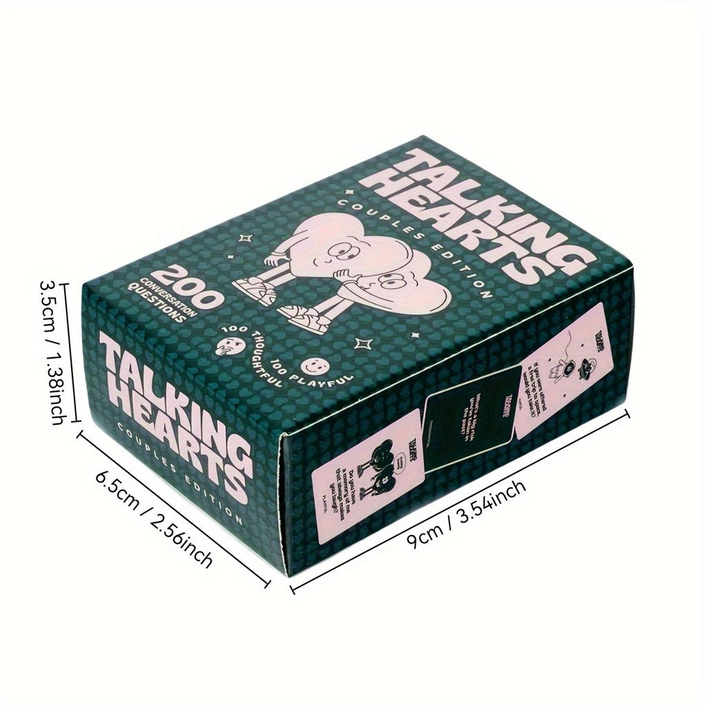 Talking Heart Conversation Cards for Couples - 200 Question Card Game ,Romantic Date Night & Travel Activity | Valentine's Gift