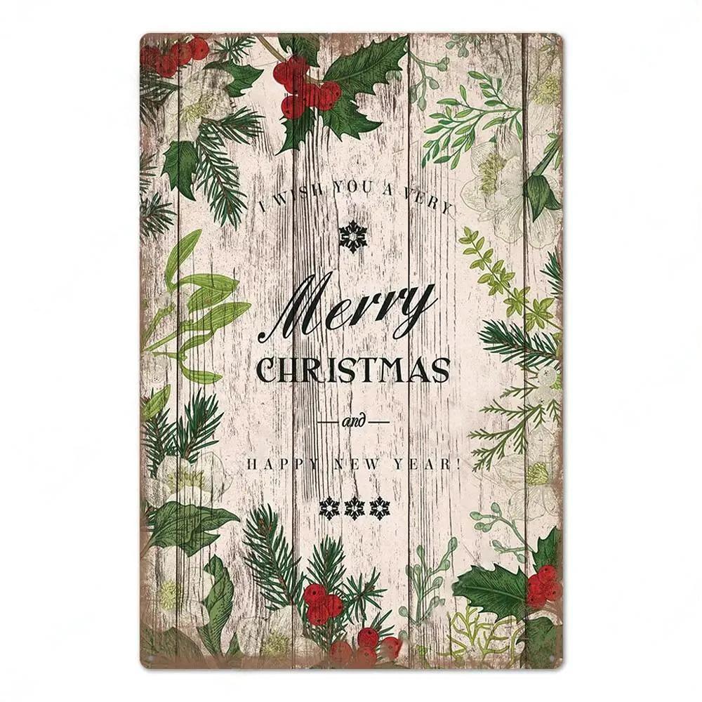 Vintage Tin Signs Merry Christmas Posters Decor Plaque Metal Plate Garden Wall Art Room Decoration New Years Gift