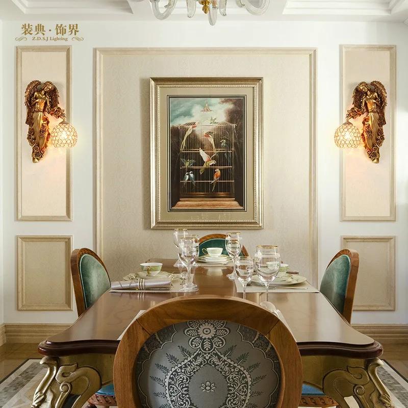 Nordic Modern Angel Wall Lamps Living Room TV Background Wall Decor LED Bedroom Decor Lamp Creative Resin Mermaid Wall Light E27