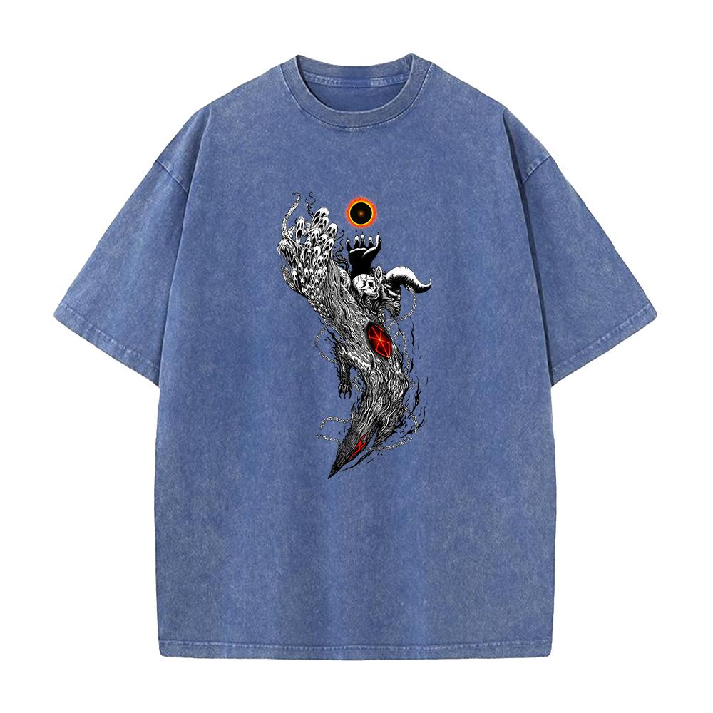 Japan Anime Berserk Guts Graphic Printed T Shirt Men Washed Cotton Tshirts Vintage Manga Tshirt Harajuku Male High Quality Tops