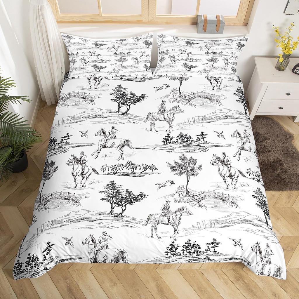 Western Cowboy Bettbezug King Size Wüstenkaktus Kuh Pferd Tier Bettwäsche Set Für Kinder Jungen Mädchen Erwachsene Raumdekoration 3-teilig